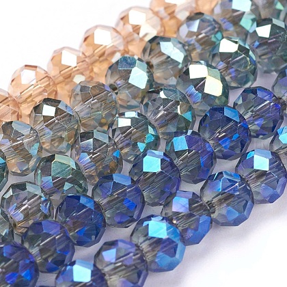 Electroplate Glass Beads Strands US-EGLA-D020-6x4mm-M2-1