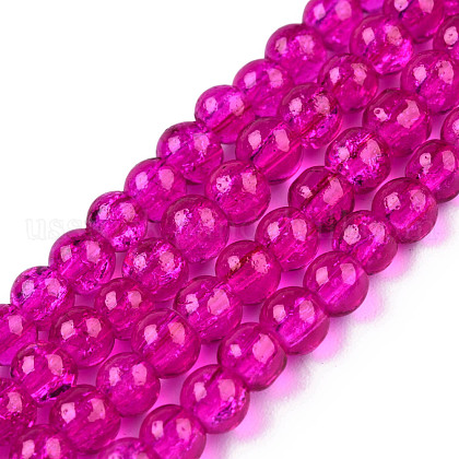Spray Painted Crackle Glass Beads Strands US-CCG-Q001-6mm-08-1
