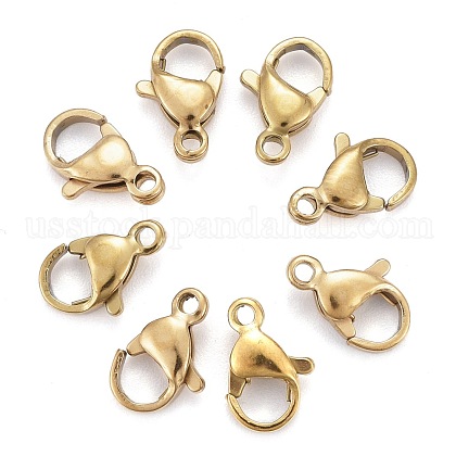 Ion Plating(IP) 304 Stainless Steel Lobster Claw Clasps US-STAS-H353-B-02G-1