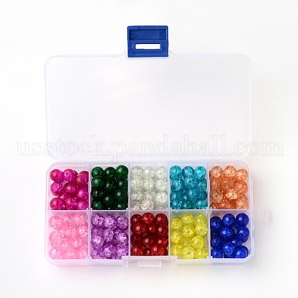 Spray Painted Transparent Crackle Glass Beads Strands US-CCG-X0002-B-1