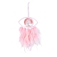 Handmade Evil Eye Woven Net/Web with Feather Wall Hanging Decoration US-HJEW-K035-08-2