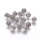 Tibetan Style Alloy Round Carved Flower Beads US-TIBEB-2543-AS-RS-1