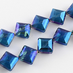 Transparent Electroplate Faceted Glass Beads Strands US-EGLA-S088-01