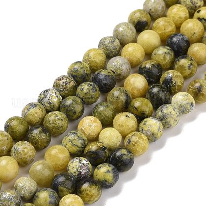 Natural Yellow Turquoise(Jasper) Beads Strands US-GSR6mmC007-1