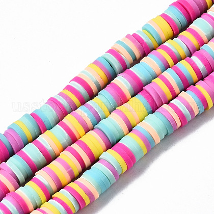 Handmade Polymer Clay Beads Strands US-CLAY-R089-6mm-137-1