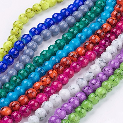 Spray Painted Glass Bead Strands US-GLAD-S075-8mm-M-1
