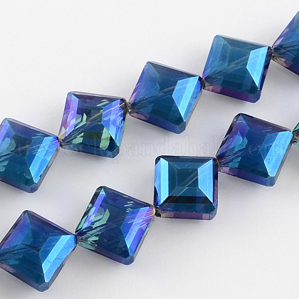 Transparent Electroplate Faceted Glass Beads Strands US-EGLA-S088-01-1