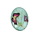 Butterfly Printed Glass Oval Cabochons US-GGLA-N003-18x25-C-2
