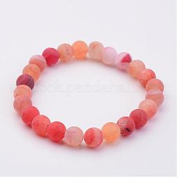 Natural Weathered Agate(Dyed) Stretch Beads Bracelets US-BJEW-JB02513-01