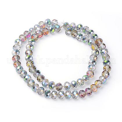 Electroplate Glass Faceted Rondelle Beads Strands US-EGLA-D020-10x8mm-15-1