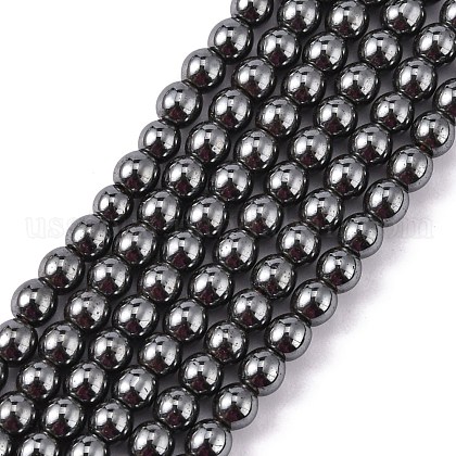 Non-Magnetic Synthetic Hematite Round Beads Strands US-X-G-H1624-4mm-1-1