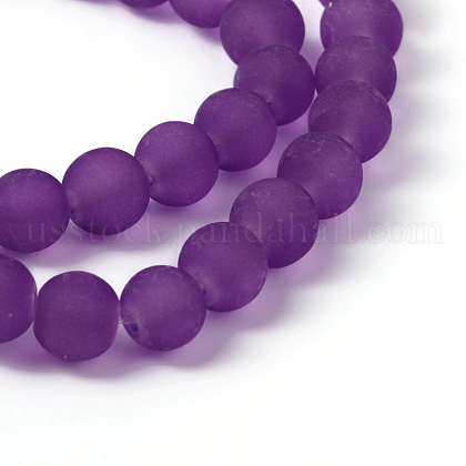 Baking Paint Transparent Glass Bead Strands&nbsp;US-GLAA-S031-8mm-36-3
