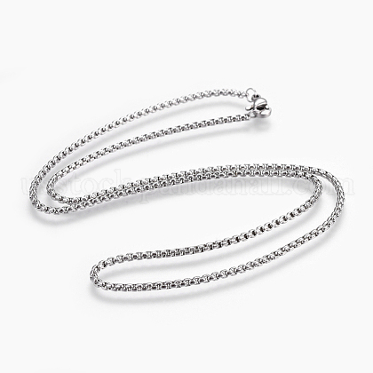 304 Stainless Steel Box chain Necklaces US-NJEW-F242-13P-A-1