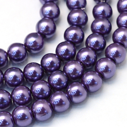Baking Painted Pearlized Glass Pearl Round Bead Strands US-HY-Q003-10mm-59-1