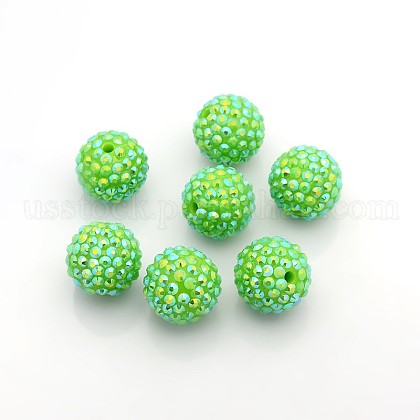 Chunky Resin Rhinestone Bubblegum Ball Beads US-RESI-S256-20mm-SAB14-1