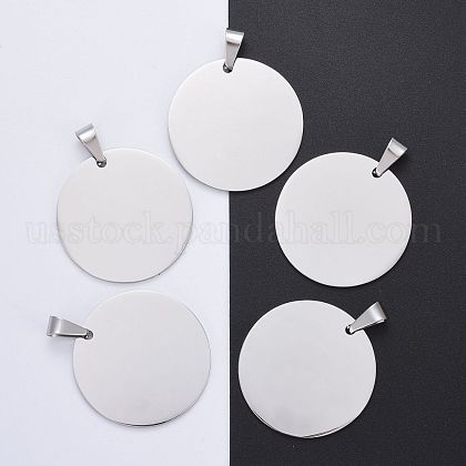 DIY Materials 201 Stainless Steel Flat Round Hand Stamping Blank Tag Pendants US-STAS-O044-125-1