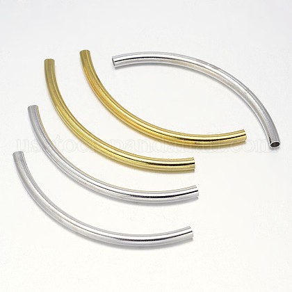 Curved Brass Tube Beads US-KK-L104-03-1