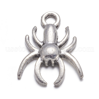 30PCS Antique Silver Spider Halloween Jewelry Tibetan Silver Alloy Pendants US-X-TIBEP-A101973-AS-LF-1
