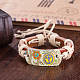 Adjustable Casual Unisex Flower and Peace Sign Leather Bracelets US-BJEW-BB15619-5