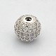 CZ Brass Micro Pave Grade AAA Clear Color Cubic Zirconia Round Beads US-KK-O065-6mm-05P-NR-1