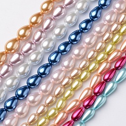 Teardrop Glass Pearl Beads Strands US-HY-E001-07A