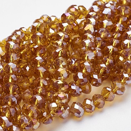 Electroplate Glass Beads Strands US-EGLA-D020-8x5mm-77-1
