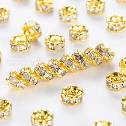 Brass Rhinestone Spacer Beads US-RB-A014-L4mm-01G-NF-1