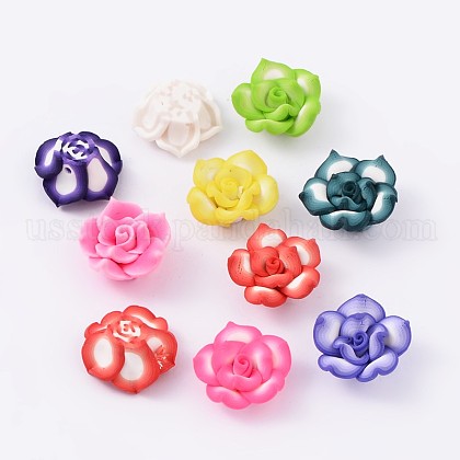 Handmade Polymer Clay 3D Flower Lotus Beads US-CLAY-Q203-20mm-M-1