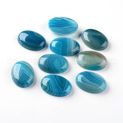 Oval Natural Striped Agate/Banded Agate Cabochons US-G-I172-22x30mm-02-1
