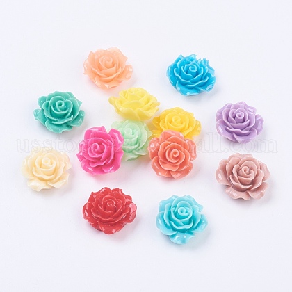 Mixed Color Flower Resin Cabochons US-X-RESI-H005-M-1