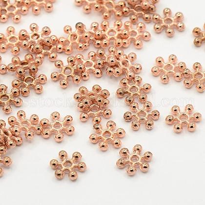 100pcs Rose Gold Snowflake Zinc Alloy Beads Spacers US-PALLOY-BT0001-01RG-1