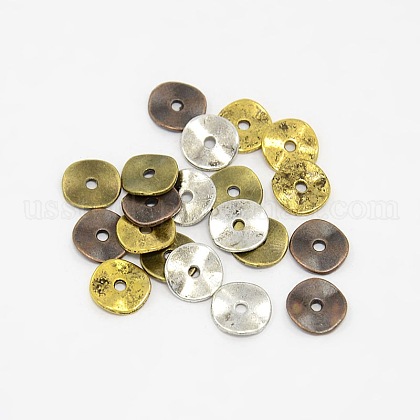 Mixed Color Tibetan Style Alloy Disc Spacer Beads US-TIBEB-X0026-NR-1