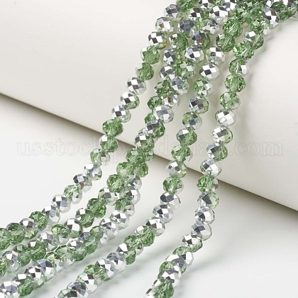 Electroplate Transparent Glass Beads Strands US-EGLA-A034-T6mm-M06-1