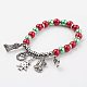 Christmas Glass Beads Stretch Charm Bracelets US-BJEW-JB03085-1