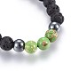 Natural Lava Rock and Non-Magnetic Synthetic Hematite Beads Braided Bead Bracelets US-BJEW-JB03975-3