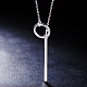 SHEGRACE Stylish 925 Sterling Silver Ring and Bar Pendant Lariat Necklace US-JN473A-3