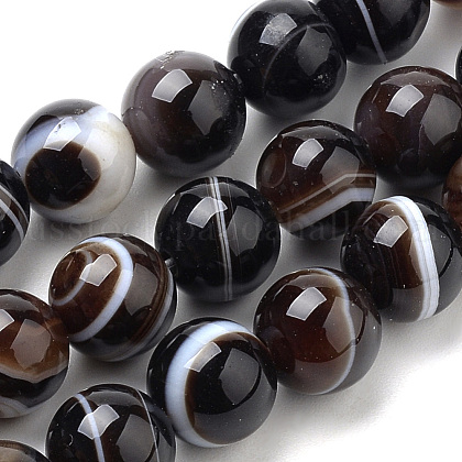 Natural Striped Agate/Banded Agate Beads Strands US-G-S259-04A-8mm-1