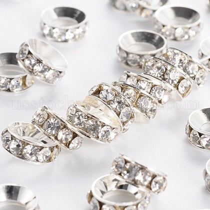 Brass Rhinestone Spacer Beads US-RB-A020-10mm-01S-1