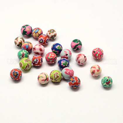 Handmade Polymer Clay Round Beads US-CLAY-Q217-04-1