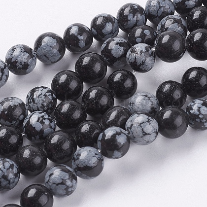 Natural Snowflake Obsidian Beads Strands US-G-G515-8mm-01-1