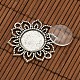 Tibetan Style Alloy Flower Connector Cabochon Bezel Settings and Flat Round Transparent Glass Cabochons US-DIY-X0204-AS-3