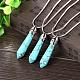 Bullet Natural Turquoise Pointed Pendant Necklaces US-NJEW-BB00018-02-4