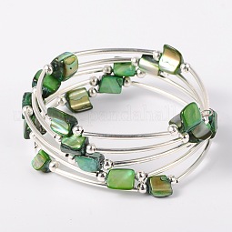 Shell Beads Wrap Bracelets US-BJEW-JB01608-03