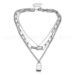 Zinc Alloy 3 Layered Necklaces US-NJEW-N047-004-RS