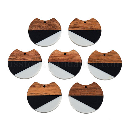 Tri-color Resin & Walnut Wood Pendants US-RESI-S358-77A-1