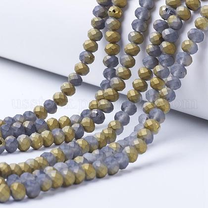 Electroplate Transparent Glass Beads Strands US-EGLA-A034-T8mm-V03-1