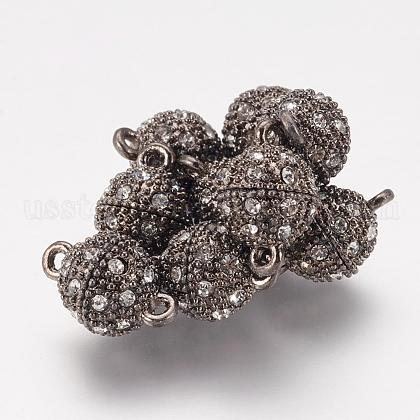 Alloy Rhinestone Magnetic Clasps with Loops US-RB-H116-2-B-1