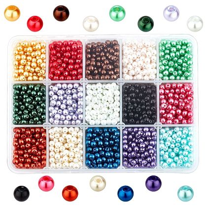 15 Color Glass Pearl Beads US-HY-X0008-4mm-1