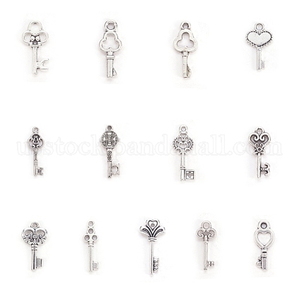 Tibetan Style Alloy Key Pendants US-TIBEP-X0001-02-AS-1