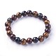 Natural Tiger Eye Beads Stretch Bracelets US-BJEW-F380-01-B18-1